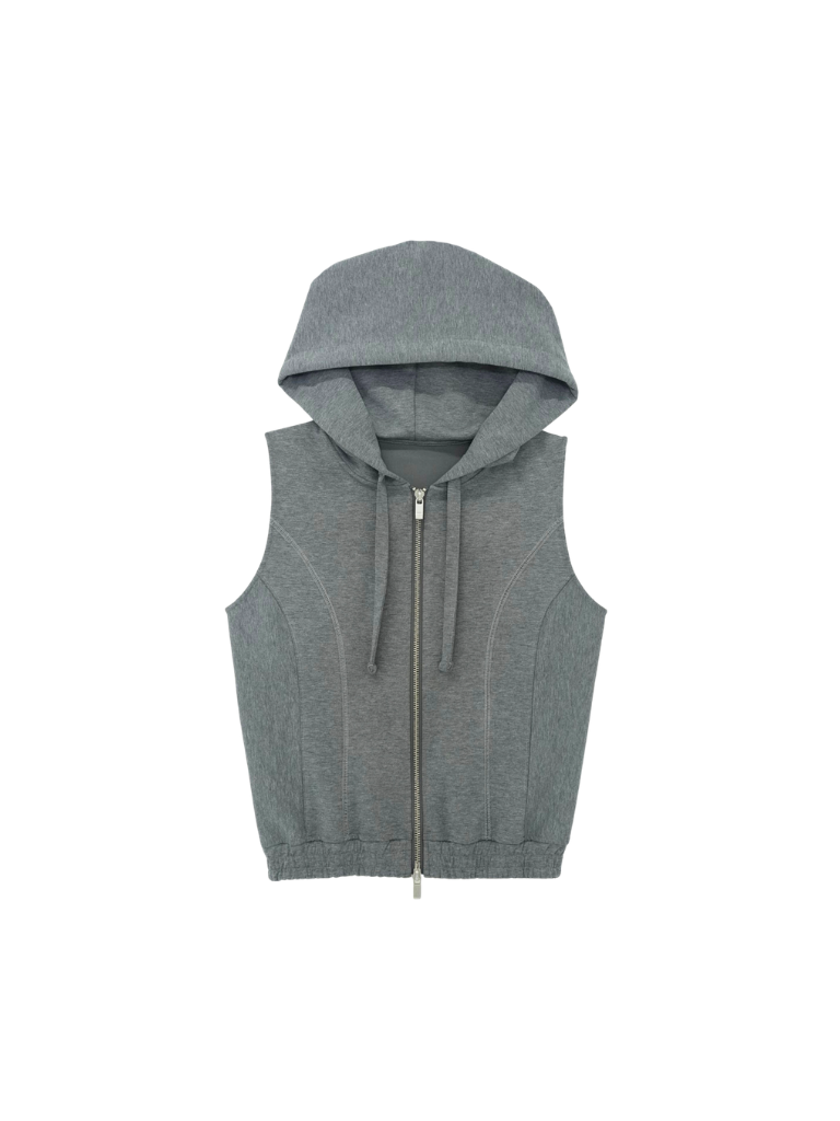 PONTE ZIP NO SLEEVE HOODIE