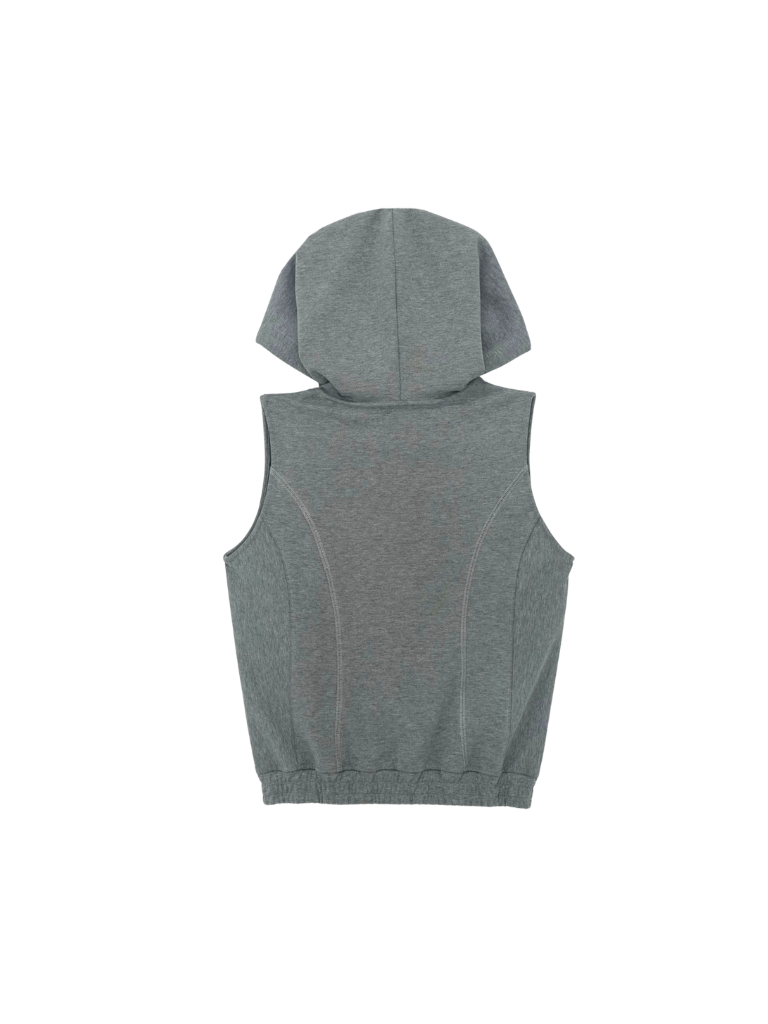 PONTE ZIP NO SLEEVE HOODIE