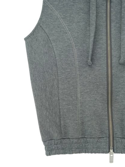 PONTE ZIP NO SLEEVE HOODIE