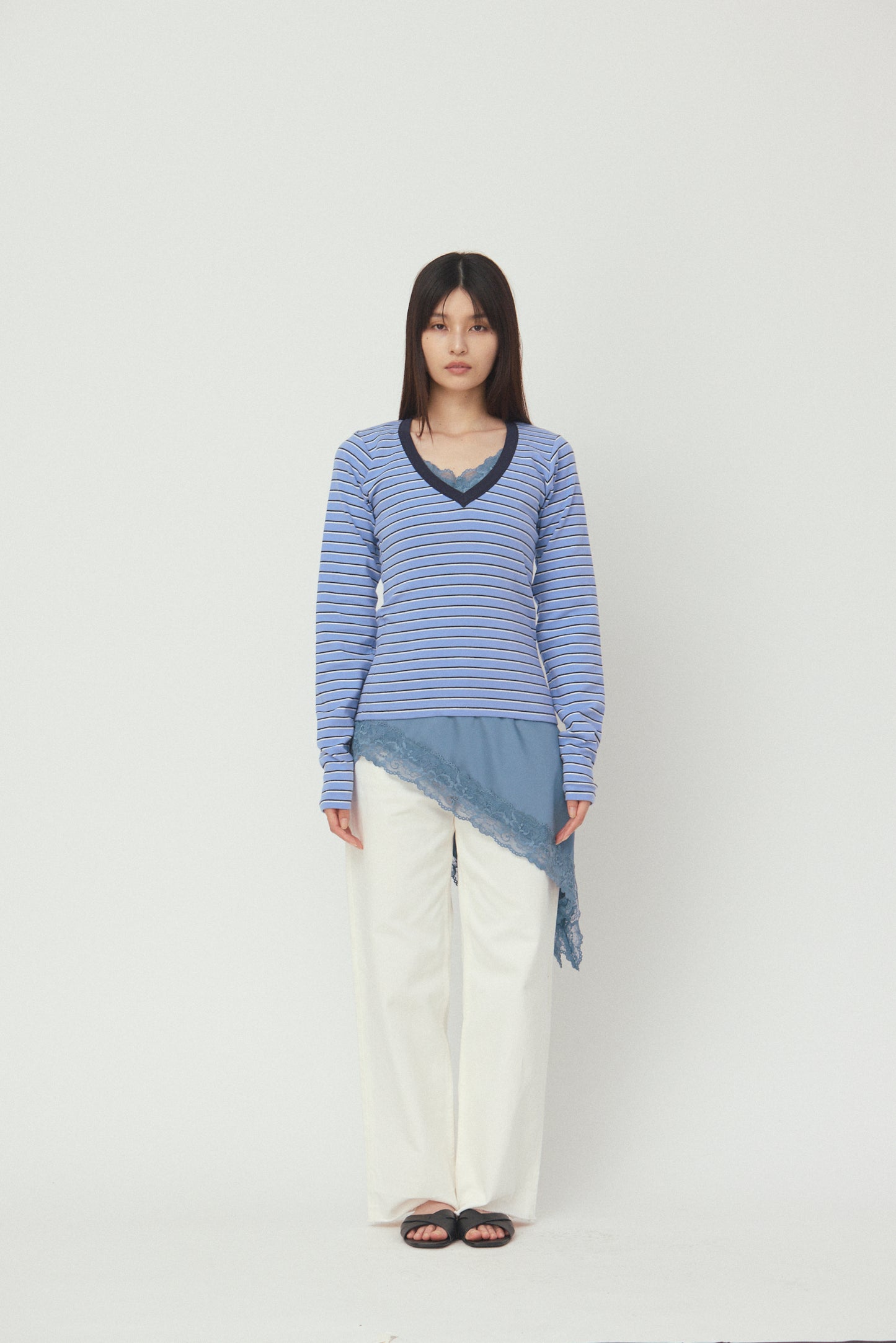 V neck L/S T