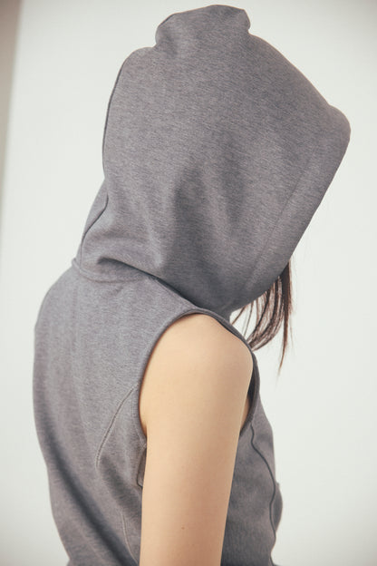PONTE ZIP NO SLEEVE HOODIE